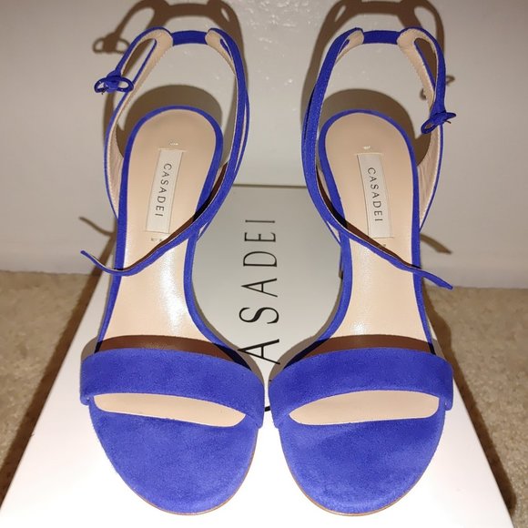 NEW CASADEI pellame open toe ankle strap blue suede sandals heels EU 35.5 - Picture 9 of 15
